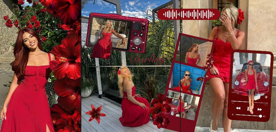 Photo dump built in PSTR, every photo anchored by deep red